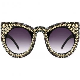 Oversized Oversized Sunglasses for Women Handmade Jeweled Cateye Rectangle Sunglasses - 03-color Diamond - CM1838ZDN9Q $46.35
