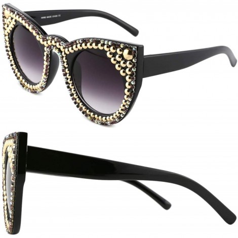 Oversized Sunglasses for Women Handmade Jeweled Cateye Rectangle ...