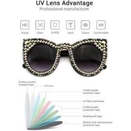Oversized Oversized Sunglasses for Women Handmade Jeweled Cateye Rectangle Sunglasses - 03-color Diamond - CM1838ZDN9Q $18.06