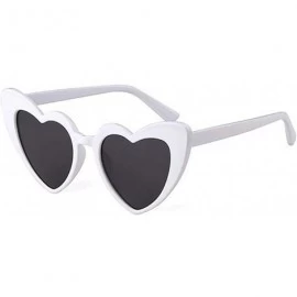 Cat Eye Vintage Heart Shape Sunglasses for Women - Clout Goggles Retro Love UV400 Eye Glasses Kurt Cobain - Grey White - CB18...
