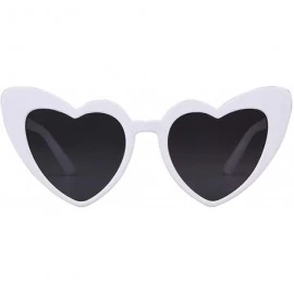 Cat Eye Vintage Heart Shape Sunglasses for Women - Clout Goggles Retro Love UV400 Eye Glasses Kurt Cobain - Grey White - CB18...