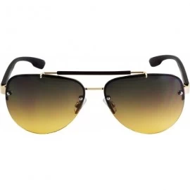 Rimless Oceanic Rimless Fashion Celebrity Aviator Retro Sunglasses Gradient Lens Metal Frame - Brown Lens - CN18T5HYNGW $9.72