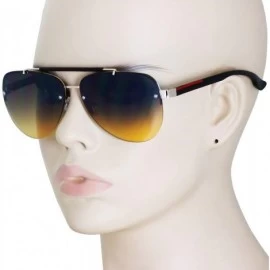 Rimless Oceanic Rimless Fashion Celebrity Aviator Retro Sunglasses Gradient Lens Metal Frame - Brown Lens - CN18T5HYNGW $9.72
