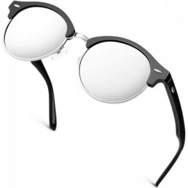 Semi-rimless Classic Horn Rimmed Semi Rimless Polarized Sunglasses for Men Women GQO6 - 2 Glossy Black-sliver - CN187AMSYMH $...
