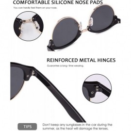Semi-rimless Classic Horn Rimmed Semi Rimless Polarized Sunglasses for Men Women GQO6 - 2 Glossy Black-sliver - CN187AMSYMH $...