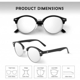 Semi-rimless Classic Horn Rimmed Semi Rimless Polarized Sunglasses for Men Women GQO6 - 2 Glossy Black-sliver - CN187AMSYMH $...