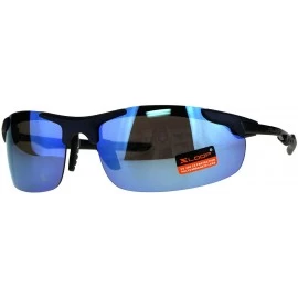 Wrap Xloop Sunglasses Mens Sports Fashon Half Rim Wrap Around UV 400 - Navy (Blue Mirror) - CA18E2T59MY $11.03