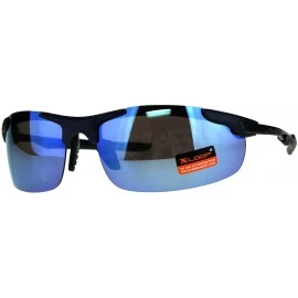 Wrap Xloop Sunglasses Mens Sports Fashon Half Rim Wrap Around UV 400 - Navy (Blue Mirror) - CA18E2T59MY $20.65