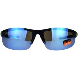 Wrap Xloop Sunglasses Mens Sports Fashon Half Rim Wrap Around UV 400 - Navy (Blue Mirror) - CA18E2T59MY $11.03