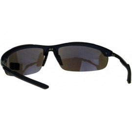 Wrap Xloop Sunglasses Mens Sports Fashon Half Rim Wrap Around UV 400 - Navy (Blue Mirror) - CA18E2T59MY $11.03