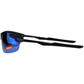 Wrap Xloop Sunglasses Mens Sports Fashon Half Rim Wrap Around UV 400 - Navy (Blue Mirror) - CA18E2T59MY $11.03