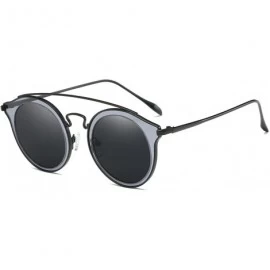 Round Polarized Sunglasses for Women Round Shades Fashion Oversized Metal Frame - Black Frame/Grey Lens - C618CCRCW6T $17.10