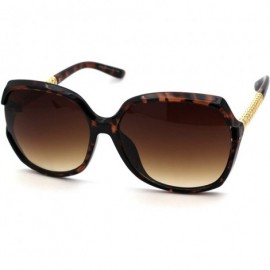 Oversized Womens Butterfly Jewel Hollow Metal Arm Chic Sunglasses - Tortoise Gold Brown - C318W7O636M $26.24