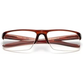 Square Unisex Slim Fit Half Frame Clear Lens Glasses - Brown - CS11YN6MLMT $8.54