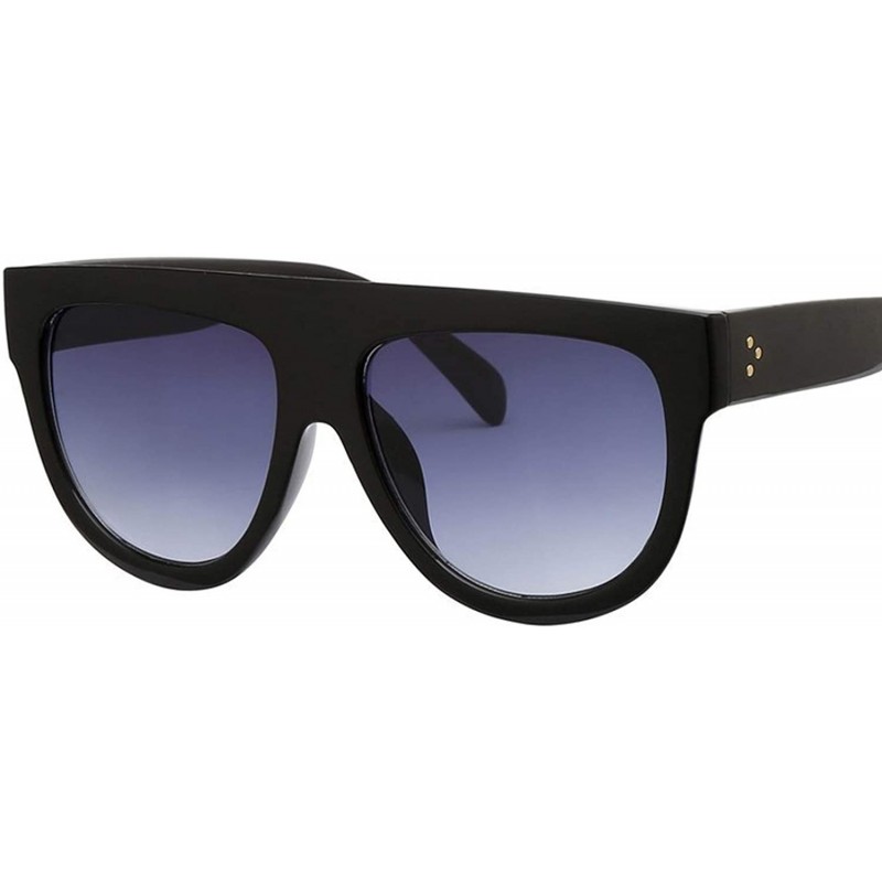 Flat Top Oversized Women Sunglasses Retro Shield Shape Big Frame Rivet ...