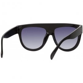 Oversized Flat Top Oversized Women Sunglasses Retro Shield Shape Big Frame Rivet Shades UV400 Eyewear - Black - CM199CKC6I0 $...