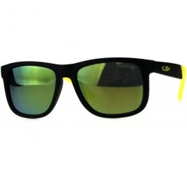 Sport Polarized Kush Mens Rectangular Color Mirror Lens Sport Horn Rim Sunglasses - Black Yellow - CQ18DLG2XQO $26.34