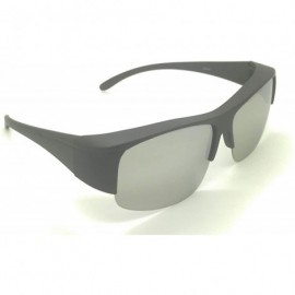 Semi-rimless Over Glasses Sunglasses Polarized Lens for Women Men Semi Rimless Frame Fit Over - Black / Mirror Silver - CF18S...