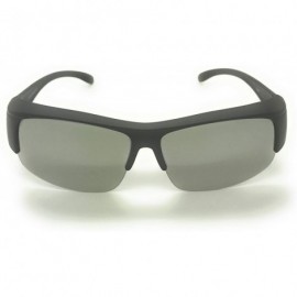 Semi-rimless Over Glasses Sunglasses Polarized Lens for Women Men Semi Rimless Frame Fit Over - Black / Mirror Silver - CF18S...