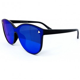 Shield 7123-1 Oversize Wraparound Semi-Rimless Shield Lens Sunglasses - Blue - C018QHZ7HO4 $14.13