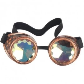 Goggle Retro Victorian Steampunk Goggles Rainbow Prism Kaleidoscope Glasses - Red Copper - CH18SQYO9A5 $11.48