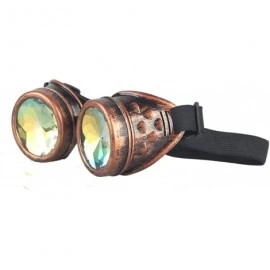 Goggle Retro Victorian Steampunk Goggles Rainbow Prism Kaleidoscope Glasses - Red Copper - CH18SQYO9A5 $11.48