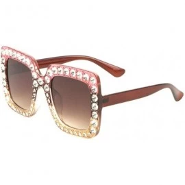 Oversized Oversized Square Rhinestone Sunglasses - Brown - CR198D0T7C9 $14.52