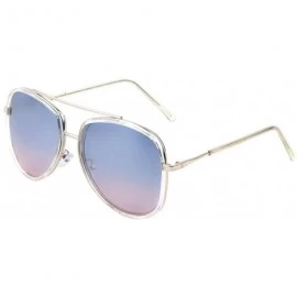Aviator Oceanic Color Double Plastic Metal Rim Crystal Aviator Sunglasses - Blue - C8190O0IR94 $27.68