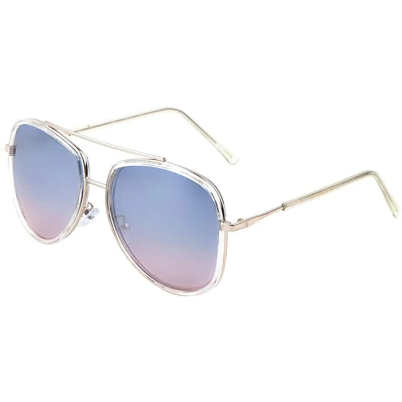 Aviator Oceanic Color Double Plastic Metal Rim Crystal Aviator Sunglasses - Blue - C8190O0IR94 $10.93