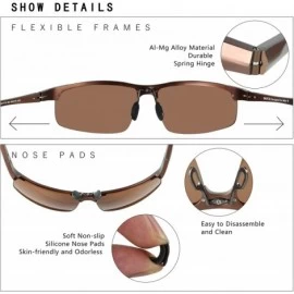 Square Mens Sports Polarized Sunglasses UV Protection Sunglasses for Men 8177s - Brown Frame Brown Lens - CG11TNSO6CP $25.09