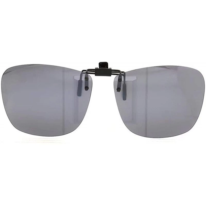 Square Square Clip On Flip Up Sunglasses Polarized Sunglass Lenses Men Women Carry Case - Grey - CK18X82N0WN $11.08