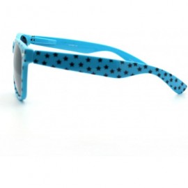 Wayfarer Stars Print Square Sunglasses Spring Hinge Frames - Blue - CA11D6VOI6T $9.91