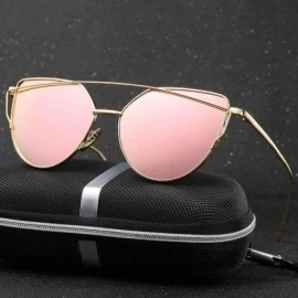 Oval Metal Sunglasses Women Luxury Cat Eye Design Mirror Rose Gold Vintage Cateye Fashion Sun Glasses Eyewear - C16 - C419852...