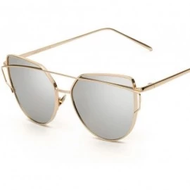 Oval Metal Sunglasses Women Luxury Cat Eye Design Mirror Rose Gold Vintage Cateye Fashion Sun Glasses Eyewear - C16 - C419852...