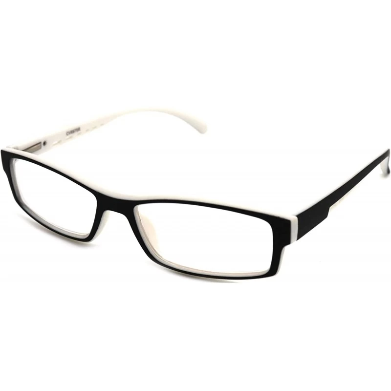 Rectangular Soft Matte Black w/ 2 Tone Reading Glasses Spring Hinge 0.74 Oz - R1 Matte Black Matte White - CO18WYDE447 $17.29