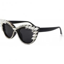 Cat Eye Retro Cateye Sunglasses for Women UV400 Protection Cat Eye bling rhinestone Sun Glasses - White - CR18SIIC3CL $15.96