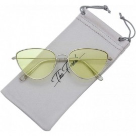 Butterfly Vintage Narrow Cat Eye Tinted Lens Sunglasses for Women Gift Box - 2-silver - C518C6YNOEW $31.17