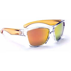 Sport Tag- Youth Kids Sunglasses - Crystal Clear with Orange Frame- Polarized Smoke with Red Mirror Lens - CY11QSZA1D3 $54.36