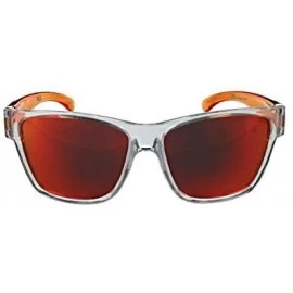 Sport Tag- Youth Kids Sunglasses - Crystal Clear with Orange Frame- Polarized Smoke with Red Mirror Lens - CY11QSZA1D3 $20.96