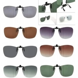 Square Square Clip On Flip Up Sunglasses Polarized Sunglass Lenses Men Women Carry Case - Grey - CK18X82N0WN $11.08