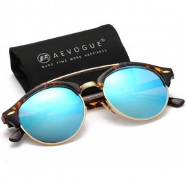 Semi-rimless Polarized Sunglasses Mens Semi-Rimless Retro Unisex Glasses AE0504 - Tortoise&blue - C512NZ6SUZ5 $25.27