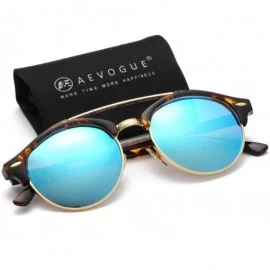 Semi-rimless Polarized Sunglasses Mens Semi-Rimless Retro Unisex Glasses AE0504 - Tortoise&blue - C512NZ6SUZ5 $23.42