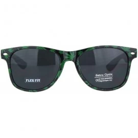 Rectangular Mens Marijuana Pot Leaf Print Hipster Black Horn Rim Sunglasses - Shiny Black - CQ18MD6TQDH $7.45