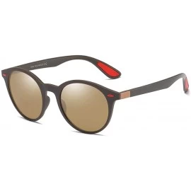 Round Driving Polarized Sunglasses Tr90 Sun Glasses Men Fishing Outdoor - Brown - CC18K5ZTRZ3 $8.92