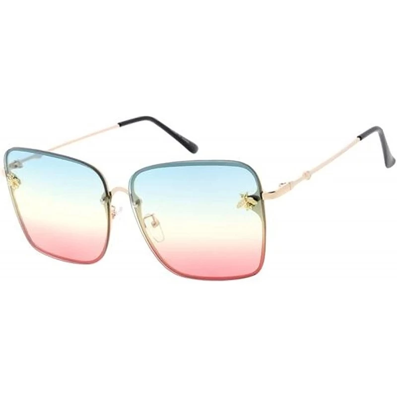Square Square Frameless Bulky Candy Lens 80s Retro Fashion Sunglasses - Multi - CA18UU24N00 $11.44