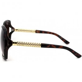 Oversized Womens Butterfly Jewel Hollow Metal Arm Chic Sunglasses - Tortoise Gold Brown - C318W7O636M $23.40