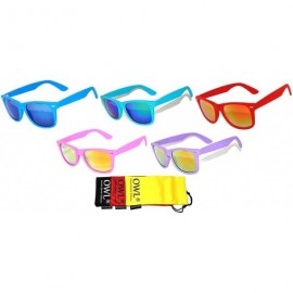 Rectangular Retro Vintage Sunglasses Colorful Mirror Lens Matte Frame 3-5-6-10 Pairs. - 5_pack-black_blue_pink_red_green - C2...