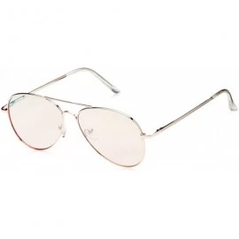 Aviator Small Matte Metal Rose Gold Pink Mirror Flat Lens Aviator Sunglasses 56mm - Matte Gold / Pink Mirror - CJ12K5F92TB $2...