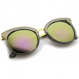 Cat Eye Womens Fashion Oversized Mirrored Lens Round Cat Eye Sunglasses 56mm - Clear-gold / Purple Mirror - C012J18F9C7 $9.37