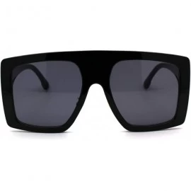 Oversized Retro Flat Top Oversize Rectangular Mobster Sunglasses - All Black - CH18UTH0NYZ $24.35